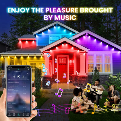 Smart Bluetooth RGBIC Waterproof Eaves String Lights Kit  15m 3