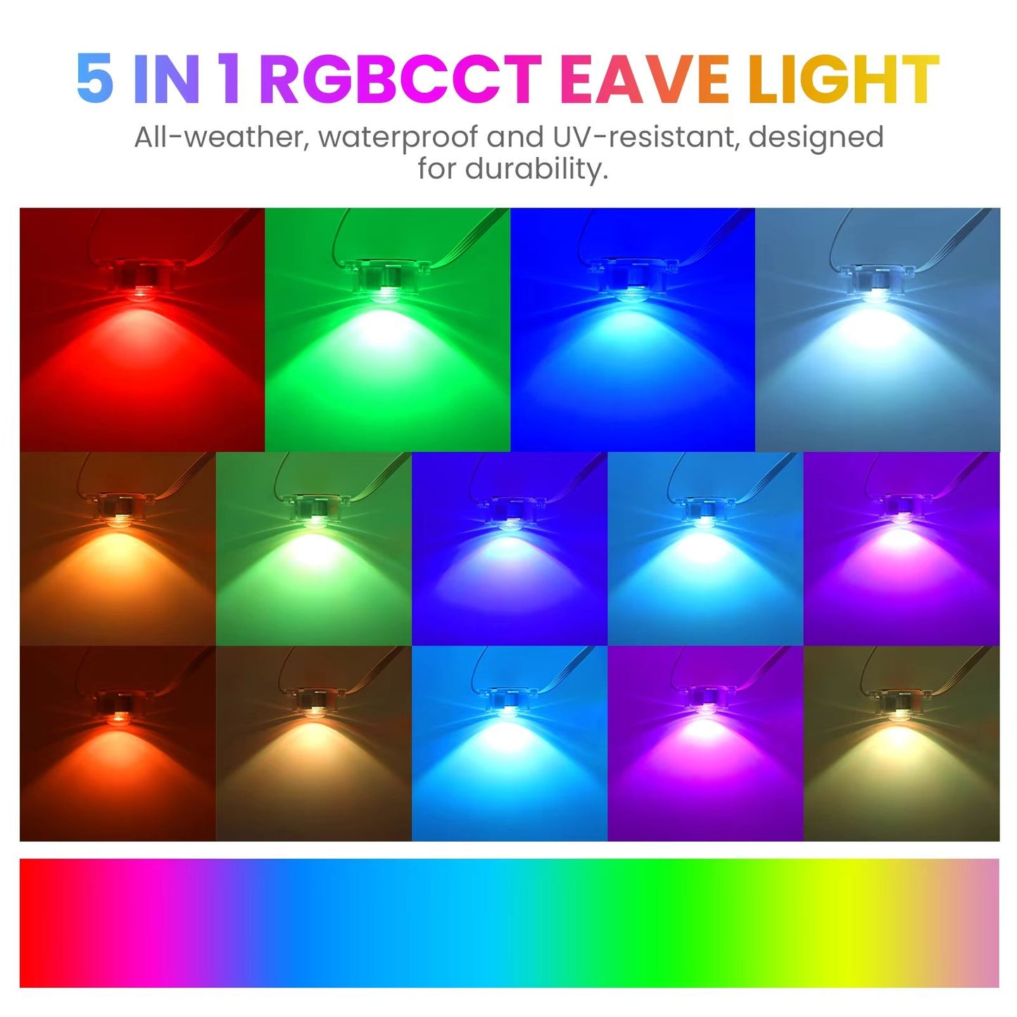 Smart Bluetooth RGBIC Waterproof Eaves String Lights Kit  15m 4