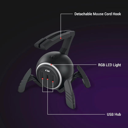 FlexHub RGB Gaming Mouse Bungee Hub With 3Port USB  Cable Clip 4