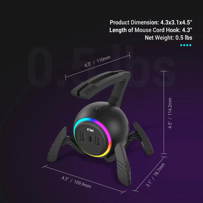 FlexHub RGB Gaming Mouse Bungee Hub With 3Port USB  Cable Clip 5