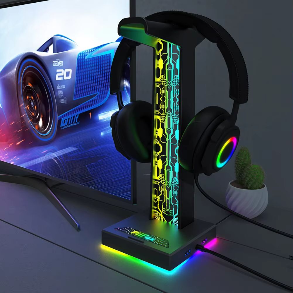 SpectraStand RGB Gaming Headphone Stand with USB Hub and 3.5mm Audio Port