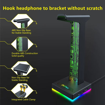 SpectraStand RGB Gaming Headphone Stand With USB Hub And 35mm Audio Port 4