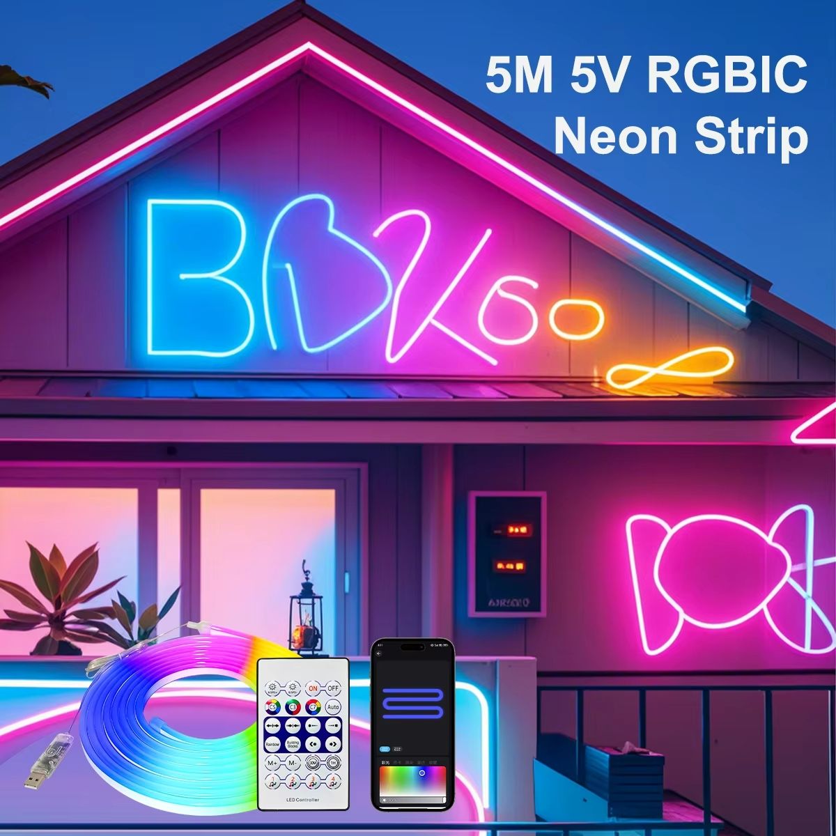 LumiFlex Smart USB RGBIC Neon LED Strip  Music Sync  Voice Control 2