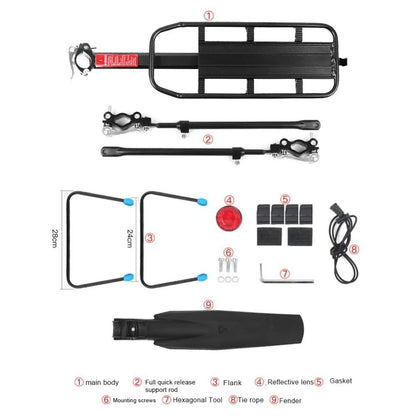 Quick Release Adjustable Bike Cargo Rack With Mudguard For Most 26 To 29 Inch Bikes 4