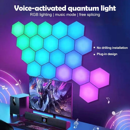 QuantumGlow Modular Hexagon LED Smart Wall Light Panels  DIY RGB Ambient Game Room Lighting 1
