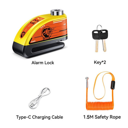Anchtek Motorcycle Disc Lock Alarm USB Rechargeable 120db Anti Theft Security Lock 12