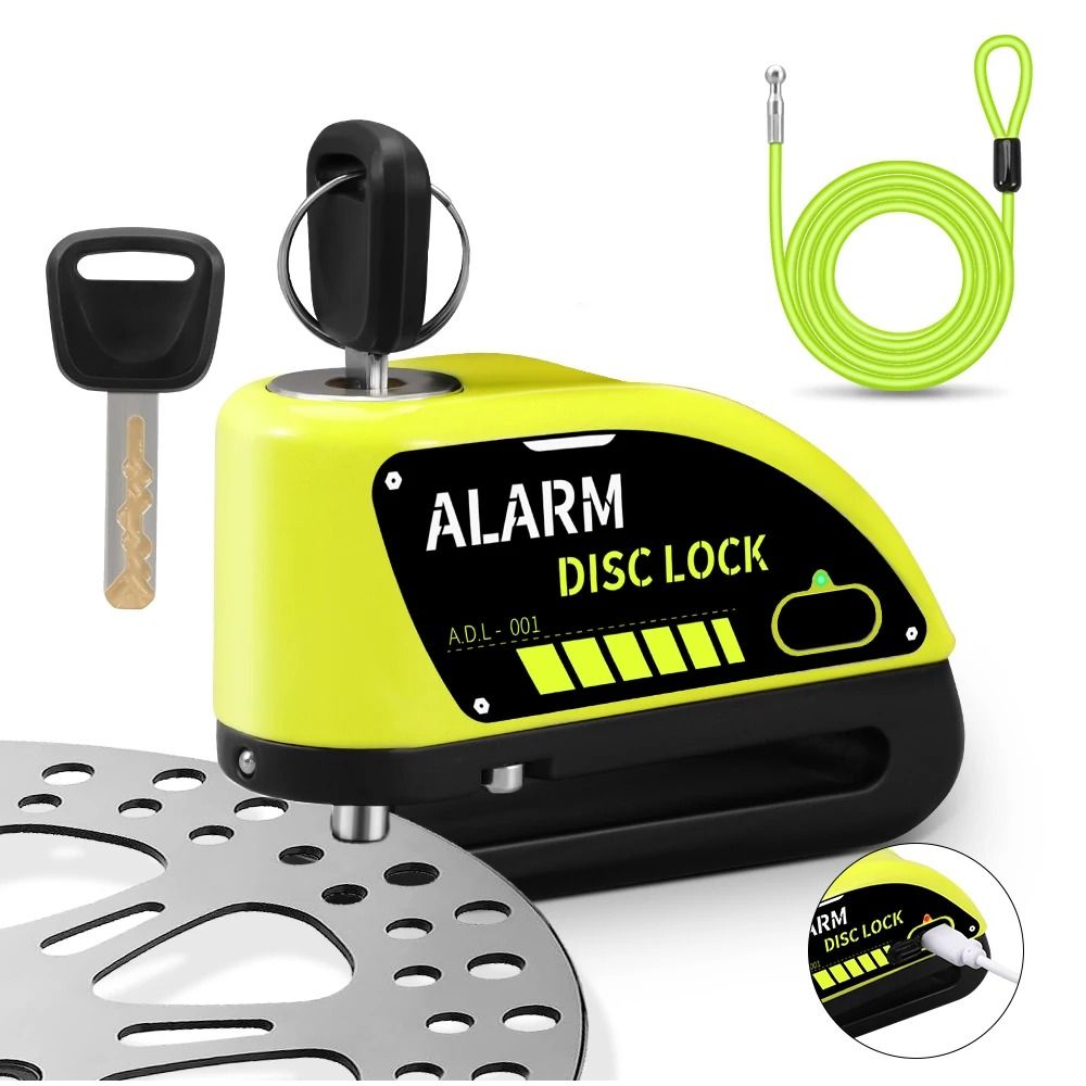 Anchtek Motorcycle Disc Lock Alarm USB Rechargeable 120db Anti Theft Security Lock 19