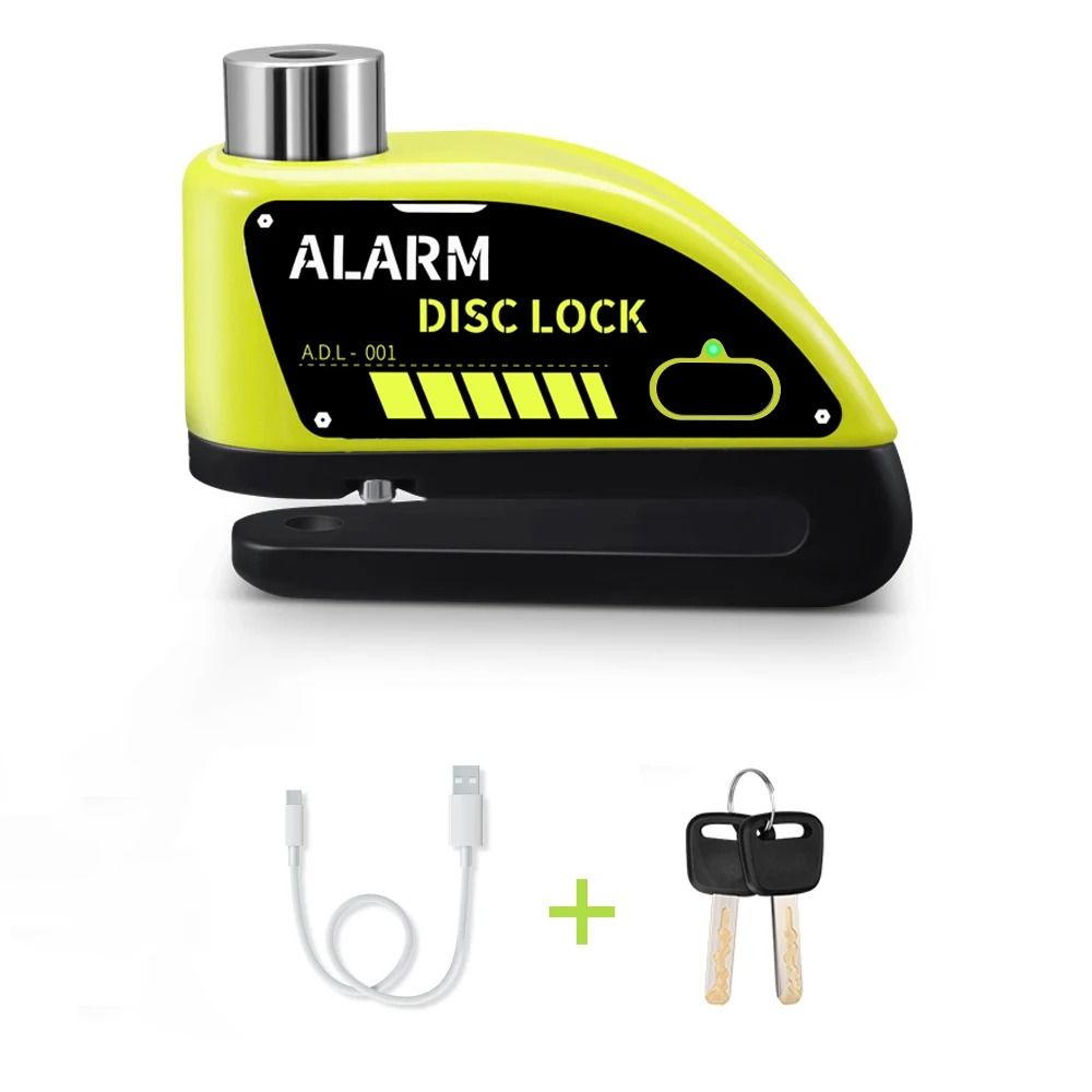Anchtek Motorcycle Disc Lock Alarm USB Rechargeable 120db Anti Theft Security Lock 21