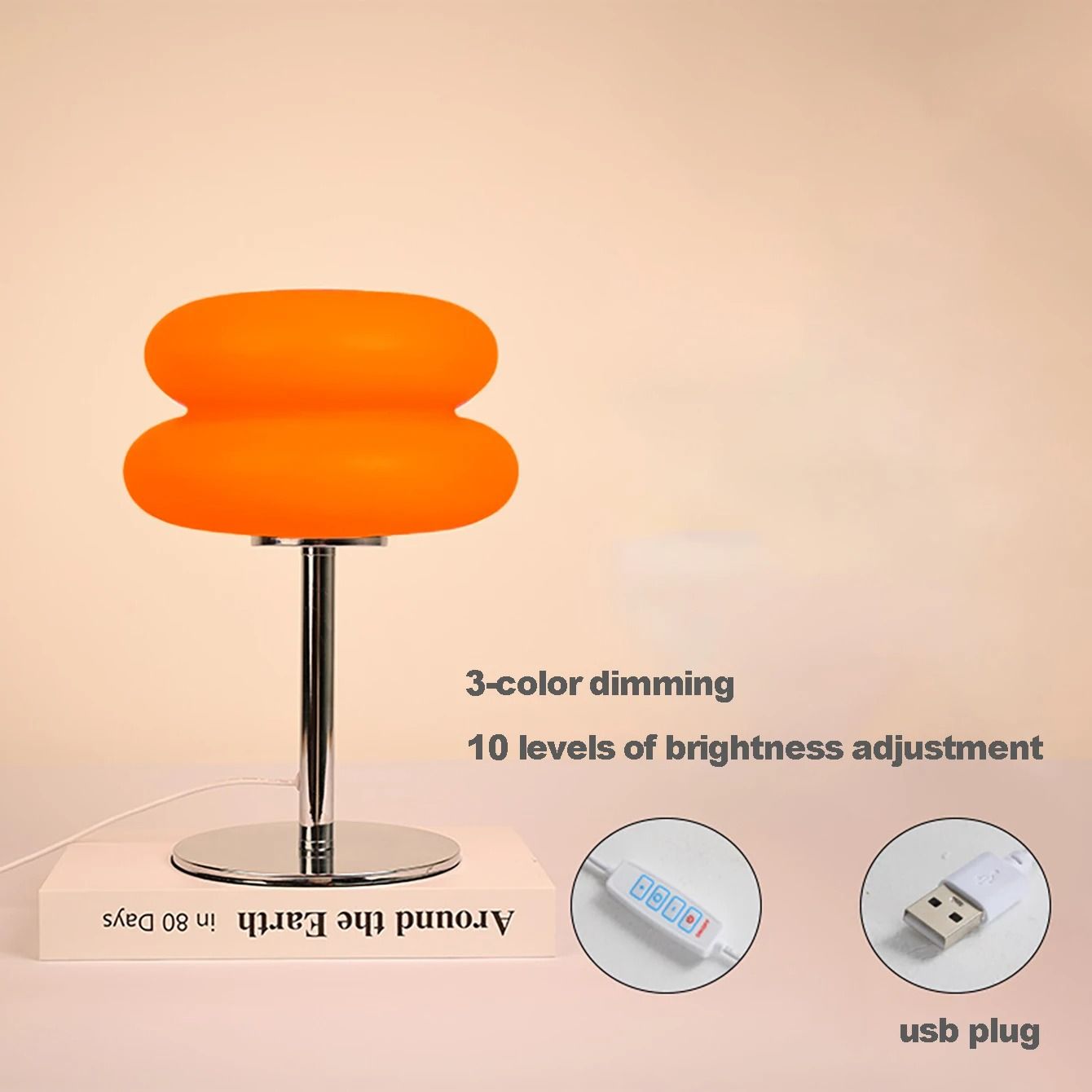 Creamy Style USB Plug Tri Color Dimming Bedside Table Lamp For Bedroom And Study 6