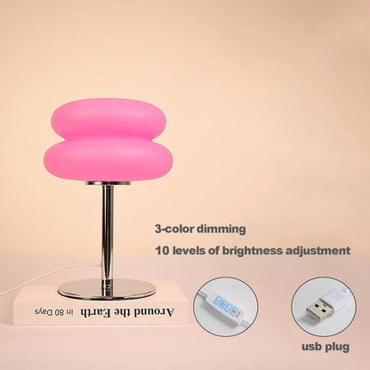 Creamy Style USB Plug Tri Color Dimming Bedside Table Lamp For Bedroom And Study 7