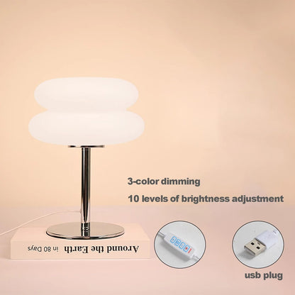 Creamy Style USB Plug Tri Color Dimming Bedside Table Lamp For Bedroom And Study 8