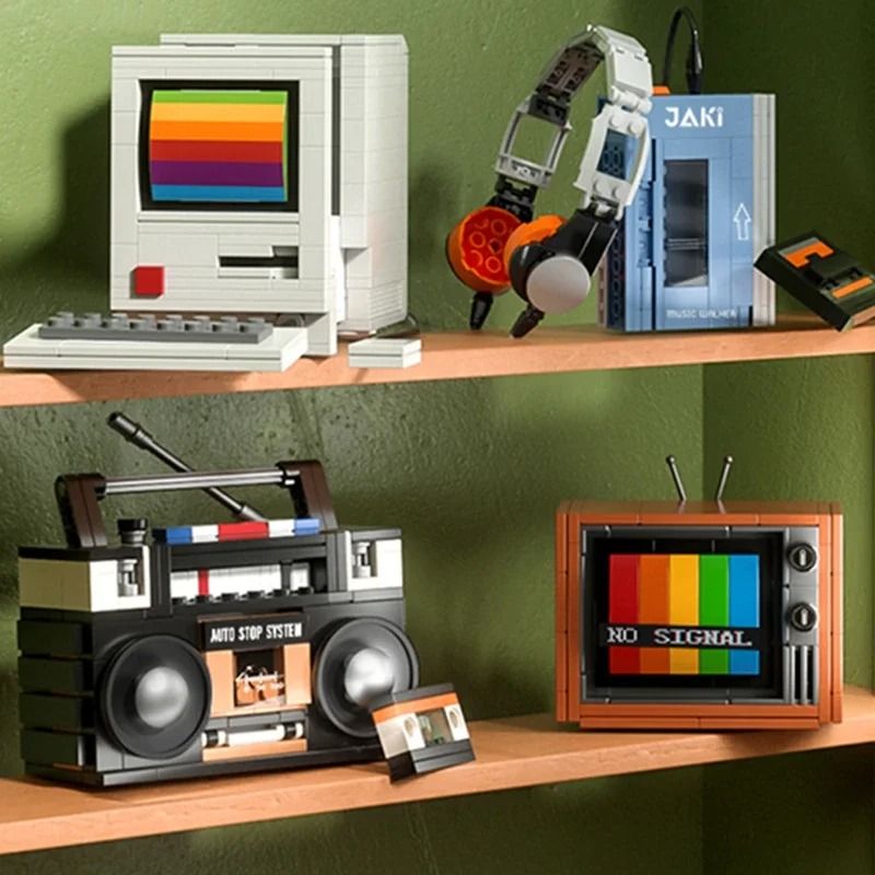 DIY Retro Electrical Model Brick Set for Vintage TV Computer Radio Game Consoles