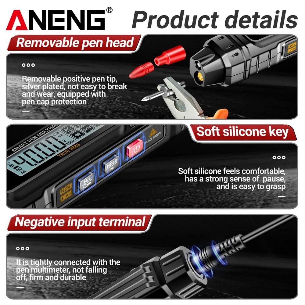 ANENG A3005 Digital Pen Multimeter 4000 Counts Non Contact Auto Voltage Ohm Diode Tester 2