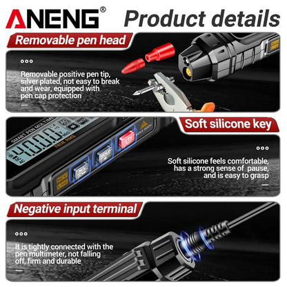ANENG A3005 Digital Pen Multimeter 4000 Counts Non Contact Auto Voltage Ohm Diode Tester 2