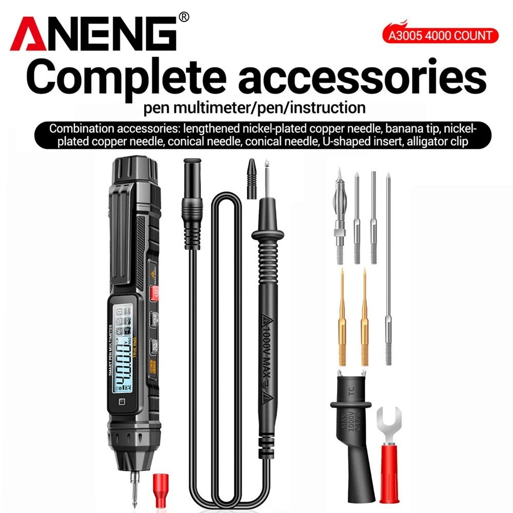 ANENG A3005 Digital Pen Multimeter 4000 Counts Non Contact Auto Voltage Ohm Diode Tester 7