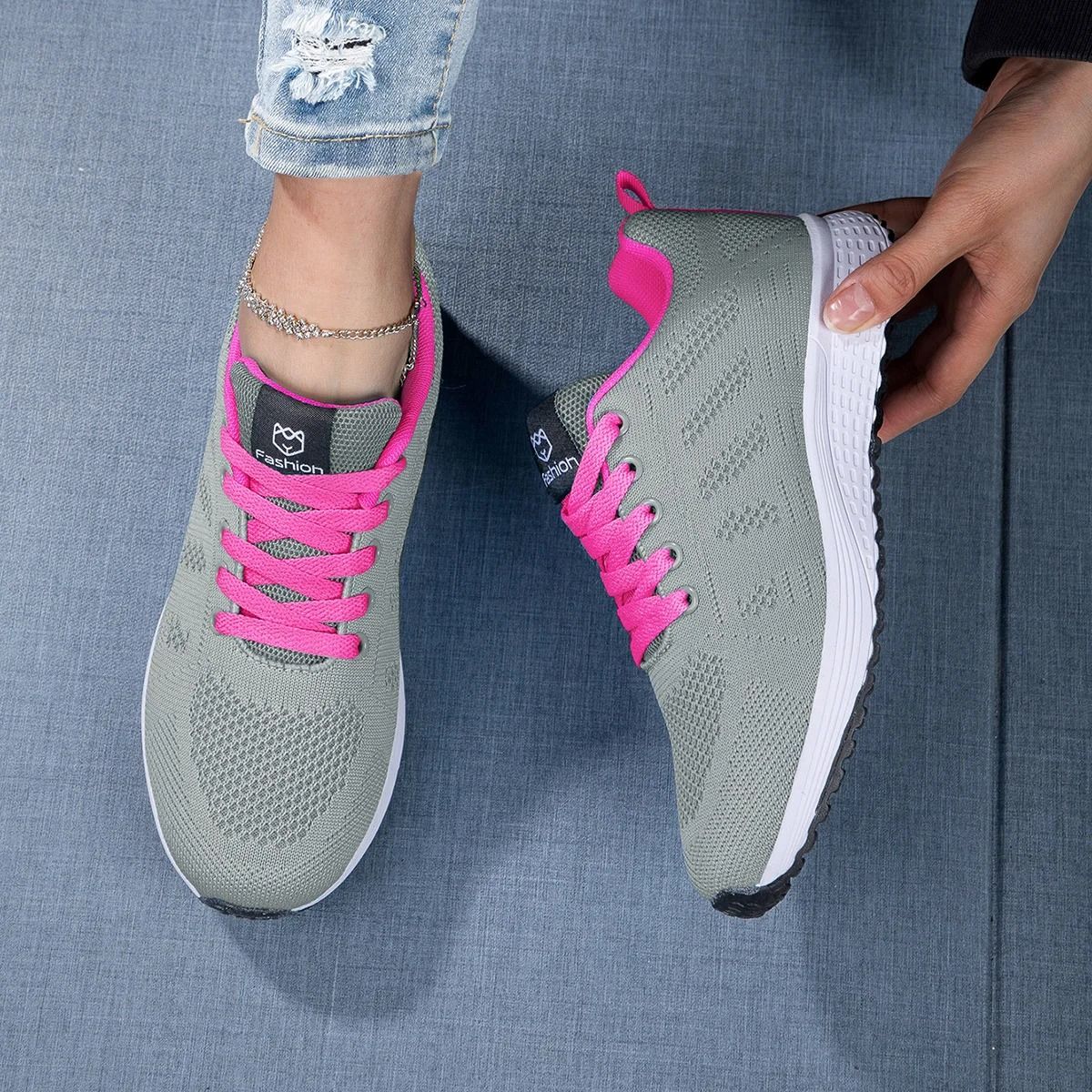 Womens Casual Mesh Breathable Platform Sneakers Sport Flats For Women Basket Feminino 9