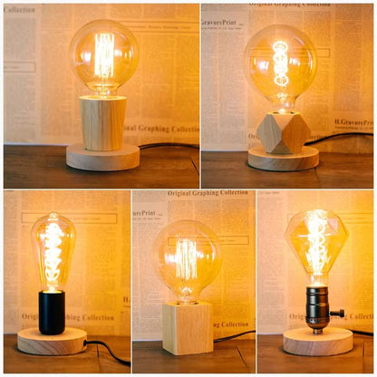 HeritageWood Vintage E27 Wooden Table Lamp 3