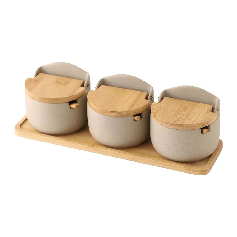 ZenSpice Ceramic Seasoning Jar With Bamboo Lid And Spoon 8
