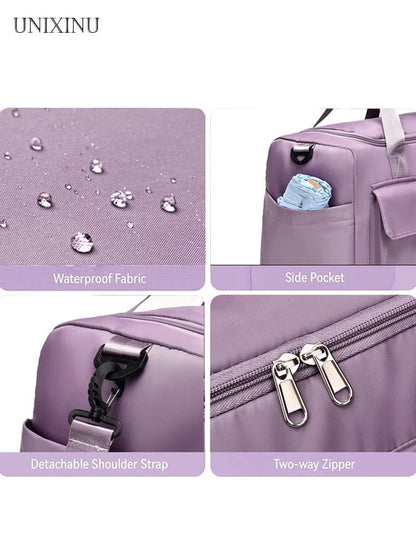 UNIXINU Carry On Travel Duffle Bag Large Capacity With Shoe Compartment 3