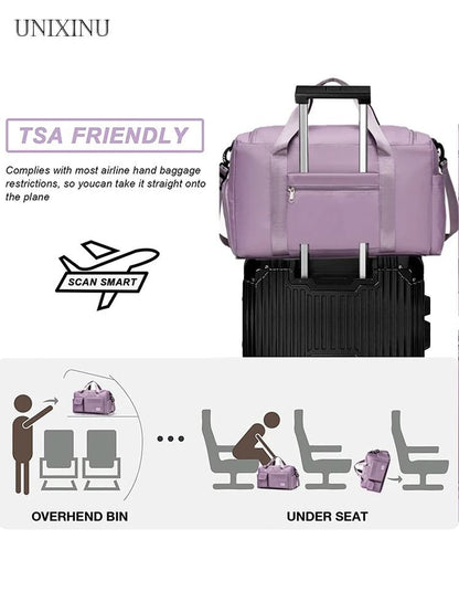 UNIXINU Carry On Travel Duffle Bag Large Capacity With Shoe Compartment 4