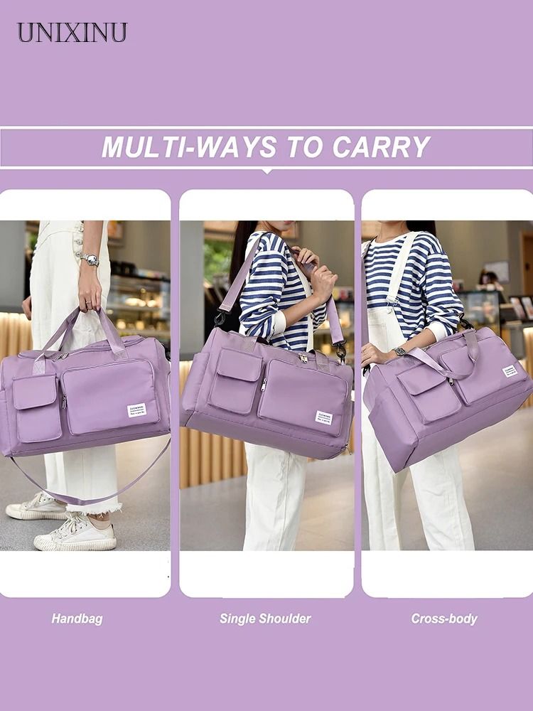 UNIXINU Carry On Travel Duffle Bag Large Capacity With Shoe Compartment 5