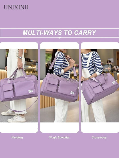 UNIXINU Carry On Travel Duffle Bag Large Capacity With Shoe Compartment 5