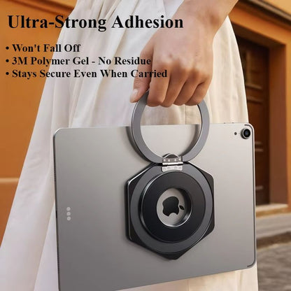 Oatsbasf Magnetic Tablet Ring Stand 360° Rotatable Adhesive Metal Bracket