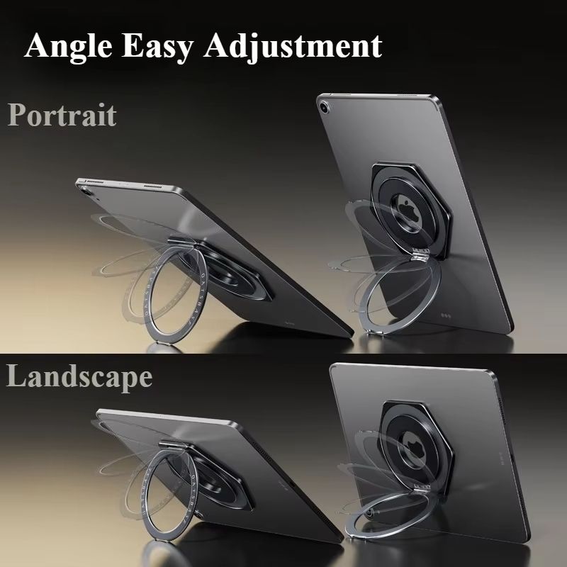 Oatsbasf Magnetic Tablet Ring Stand 360 Rotatable Adhesive Metal Bracket 3