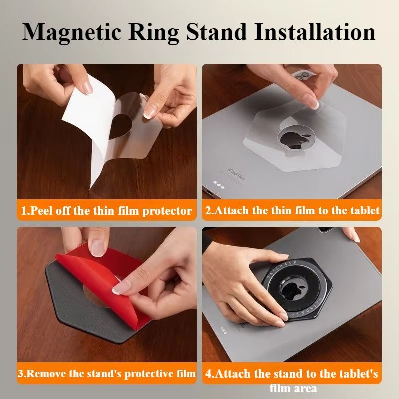 Oatsbasf Magnetic Tablet Ring Stand 360 Rotatable Adhesive Metal Bracket 5