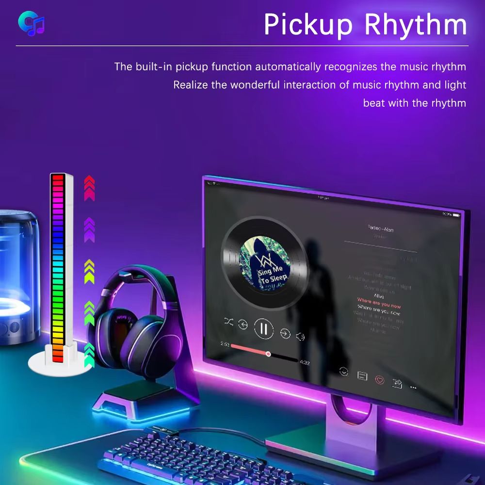 AuraBeat Rechargeable Sound Activated RGB Light Bar 360 Ambient Lamp 2
