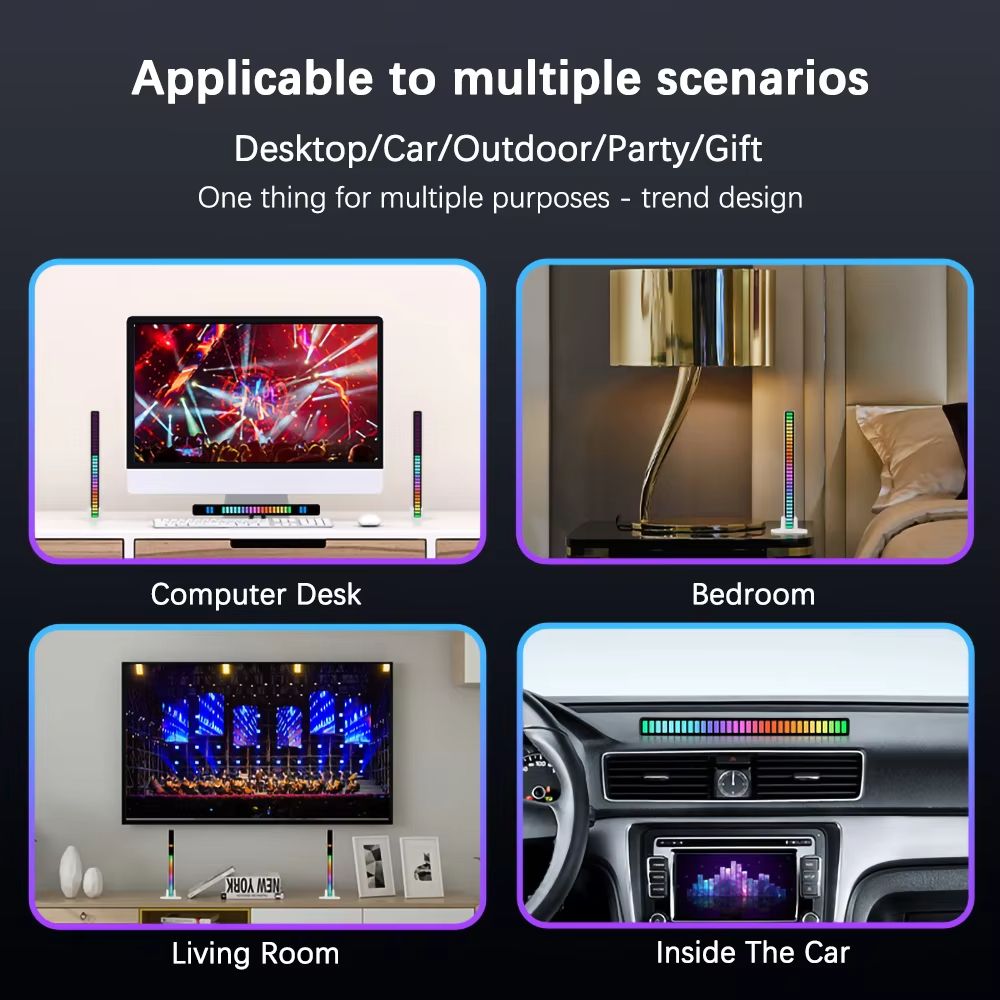 AuraBeat Rechargeable Sound Activated RGB Light Bar 360 Ambient Lamp 5