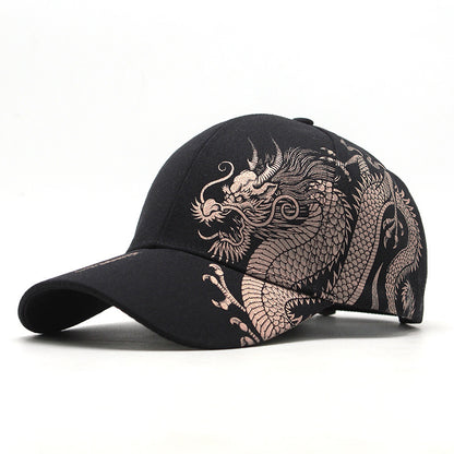 Men Chinese Dragon Totem Baseball Cap, Summer Snapback Hat for Women, Cool Outdoor Sun Protection Streetwear