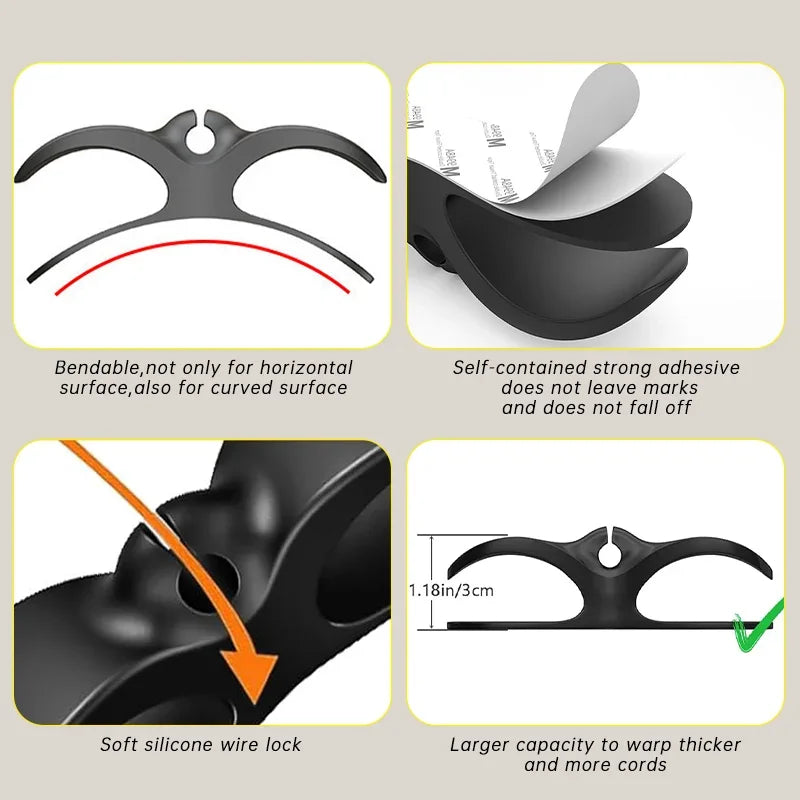 Wire Cord Organizer Holder, Silicone Cable Clip for Kitchen Appliances, Data Cable Storage Household Wire Management