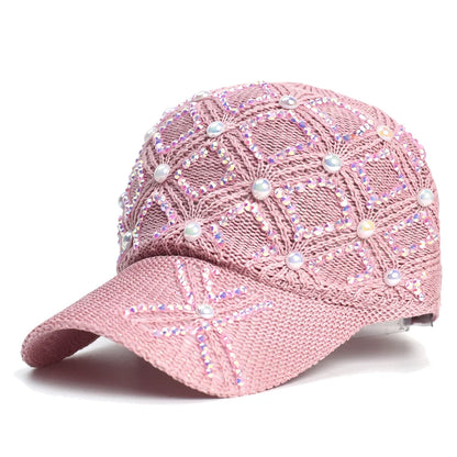 UV Protection Womens Summer Baseball Cap, Adjustable Straw Hat for Outdoor Beach, Casual Sun Hat for Travel and Sports