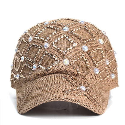 UV Protection Womens Summer Baseball Cap, Adjustable Straw Hat for Outdoor Beach, Casual Sun Hat for Travel and Sports