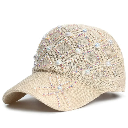 UV Protection Womens Summer Baseball Cap, Adjustable Straw Hat for Outdoor Beach, Casual Sun Hat for Travel and Sports