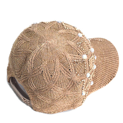 UV Protection Womens Summer Baseball Cap, Adjustable Straw Hat for Outdoor Beach, Casual Sun Hat for Travel and Sports