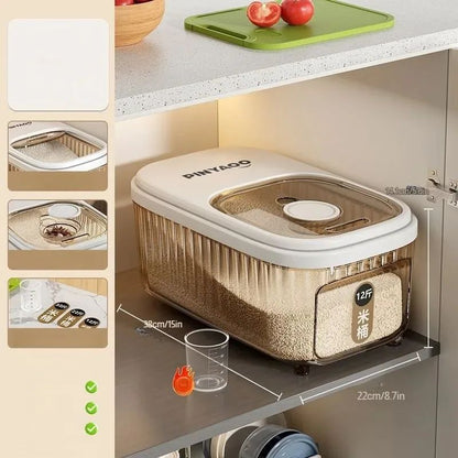 Household Large Capacity Sealed MoistureProof Rice Bucket  Kitchen Storage Container With Sliding C 1