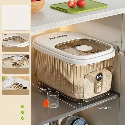 Household Large Capacity Sealed MoistureProof Rice Bucket  Kitchen Storage Container With Sliding C 2