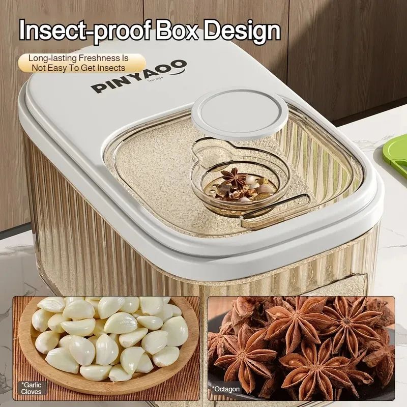 Household Large Capacity Sealed Moisture Proof Rice Bucket, Kitchen Storage Container with Sliding Cover, Durable