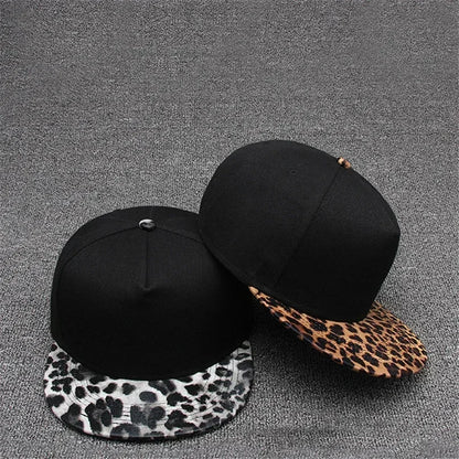 Leopard Snapback Cap Women Baseball Hat, Streetwear Flat Brim Cap, Hip Hop Gorras Sport Hat for Men and Women