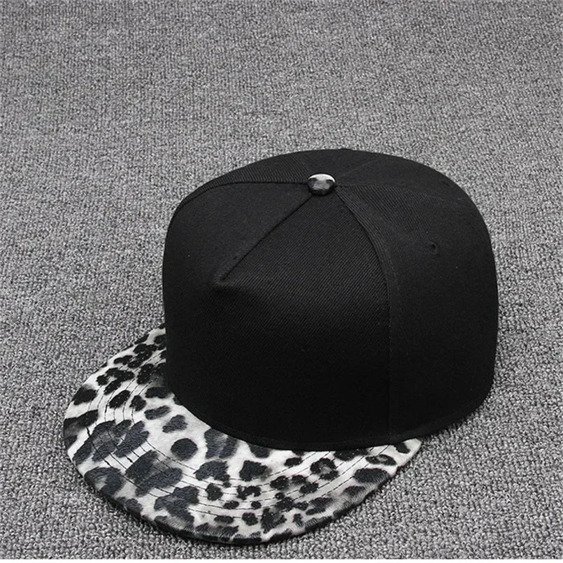 Leopard Snapback Cap Women Baseball Hat, Streetwear Flat Brim Cap, Hip Hop Gorras Sport Hat for Men and Women