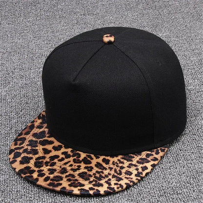 Leopard Snapback Cap Women Baseball Hat, Streetwear Flat Brim Cap, Hip Hop Gorras Sport Hat for Men and Women