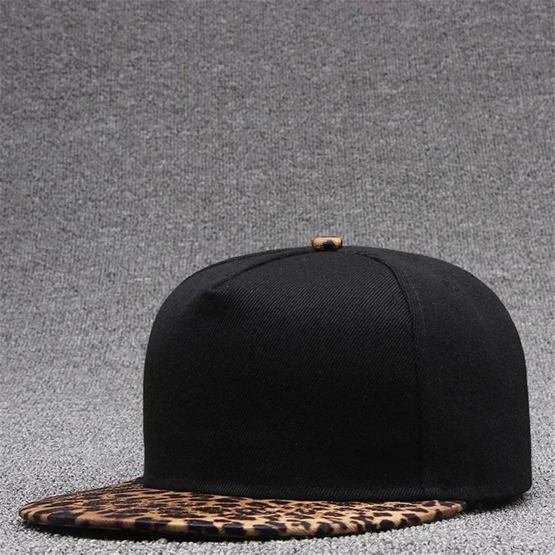 Leopard Snapback Cap Women Baseball Hat, Streetwear Flat Brim Cap, Hip Hop Gorras Sport Hat for Men and Women