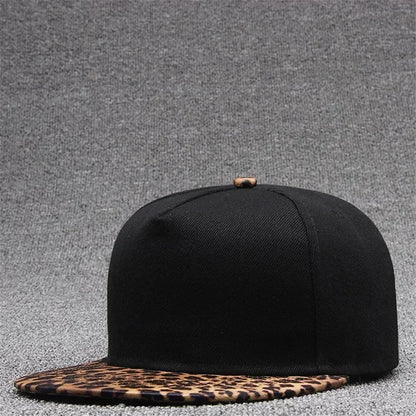 Leopard Snapback Cap Women Baseball Hat, Streetwear Flat Brim Cap, Hip Hop Gorras Sport Hat for Men and Women