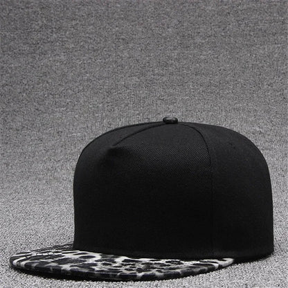 Leopard Snapback Cap Women Baseball Hat, Streetwear Flat Brim Cap, Hip Hop Gorras Sport Hat for Men and Women