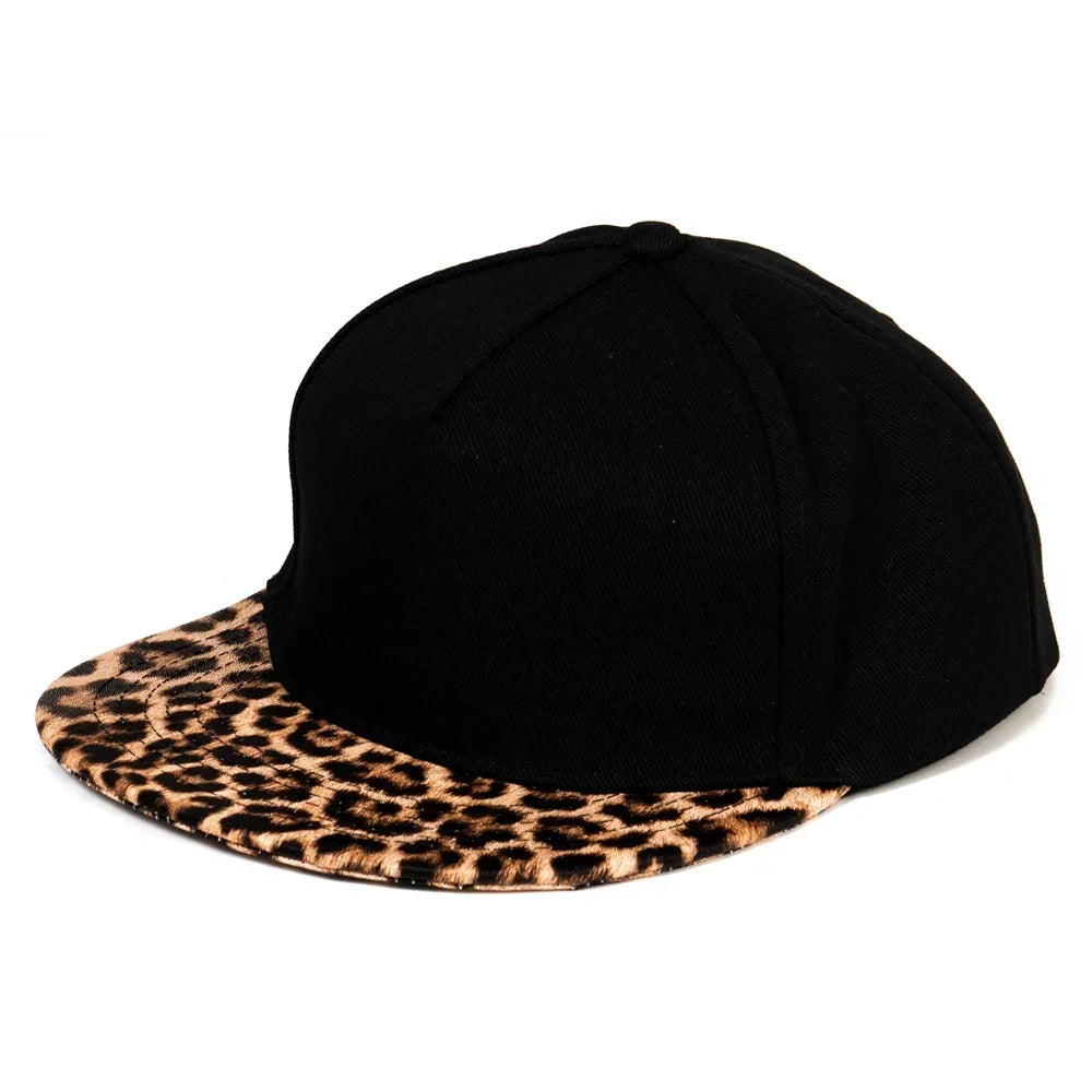 Leopard Snapback Cap Women Baseball Hat, Streetwear Flat Brim Cap, Hip Hop Gorras Sport Hat for Men and Women