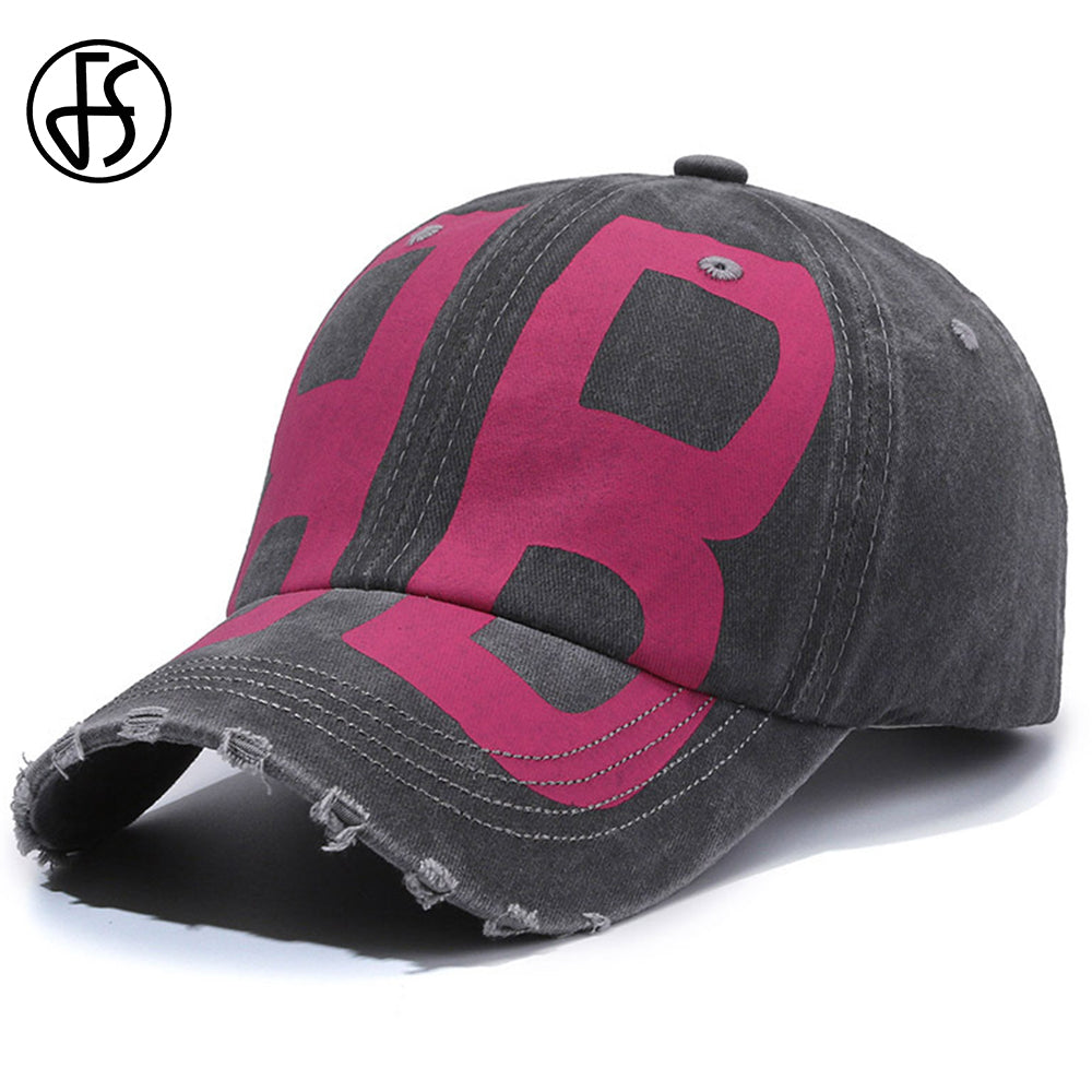 FS Big Letter Baseball Cap for Men, Cotton Luxury Women Hat, Korean Street Hip Hop Summer Cap