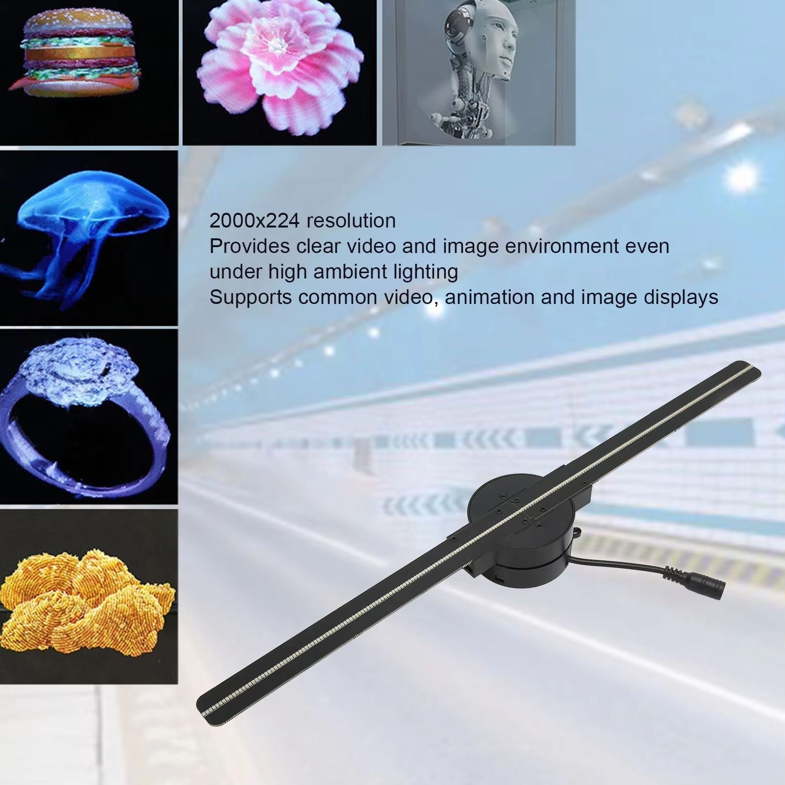 RainbowPro 165 Inch 3D Hologram Fan With 224 LED Light Beads And WiFi Control 5
