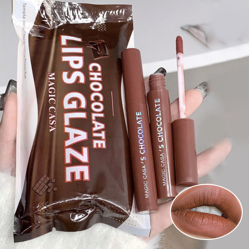 Chocolate Five Lip Glaze Set, Mist Matte Lipstick Collection for Girls, Students, Creamy Hydrating, Long Lasting